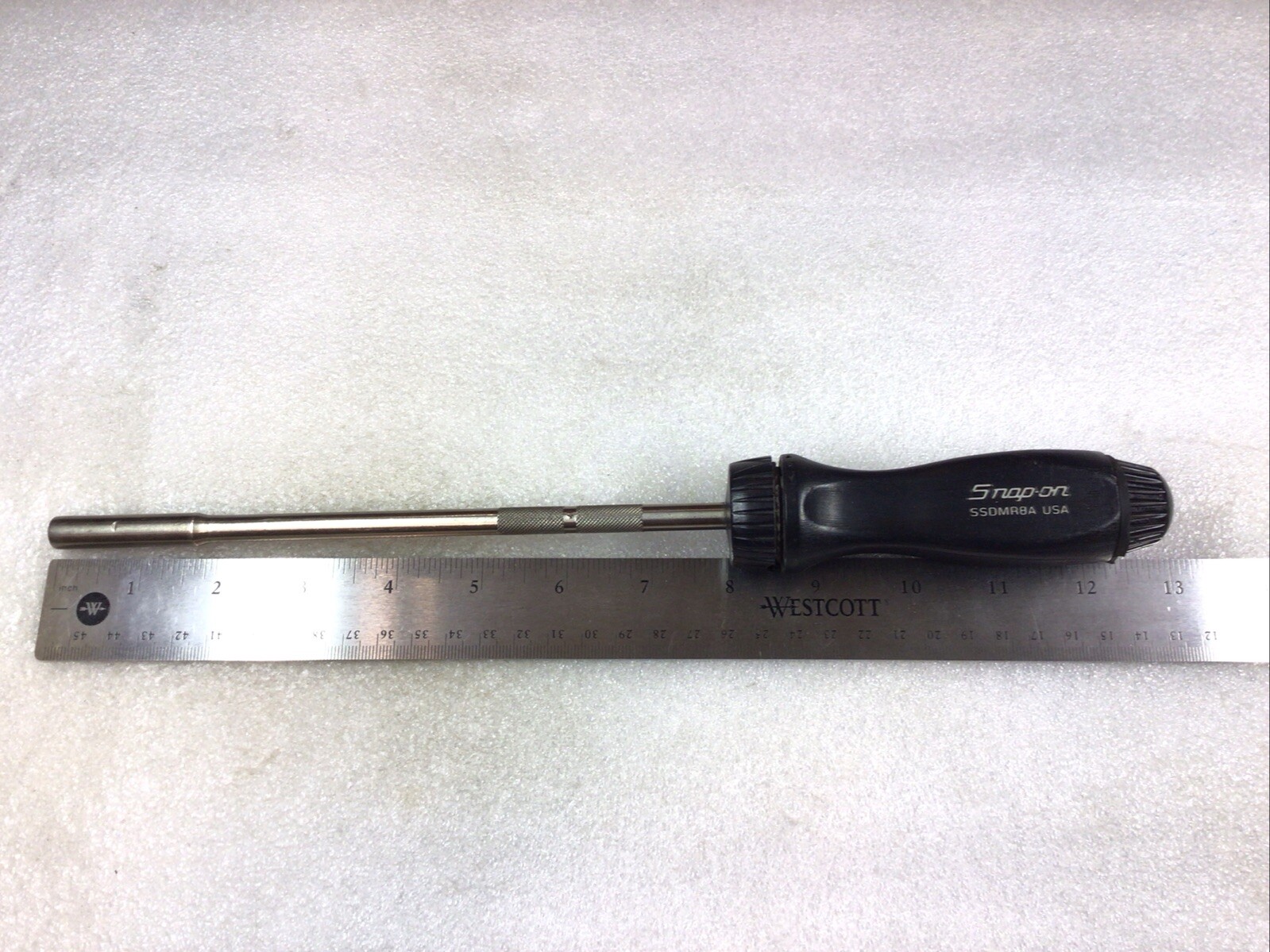 Snap-On#SSDMR8A – 13”Long Ratcheting Black Hard Handle Screwdriver/No Bits-USA-