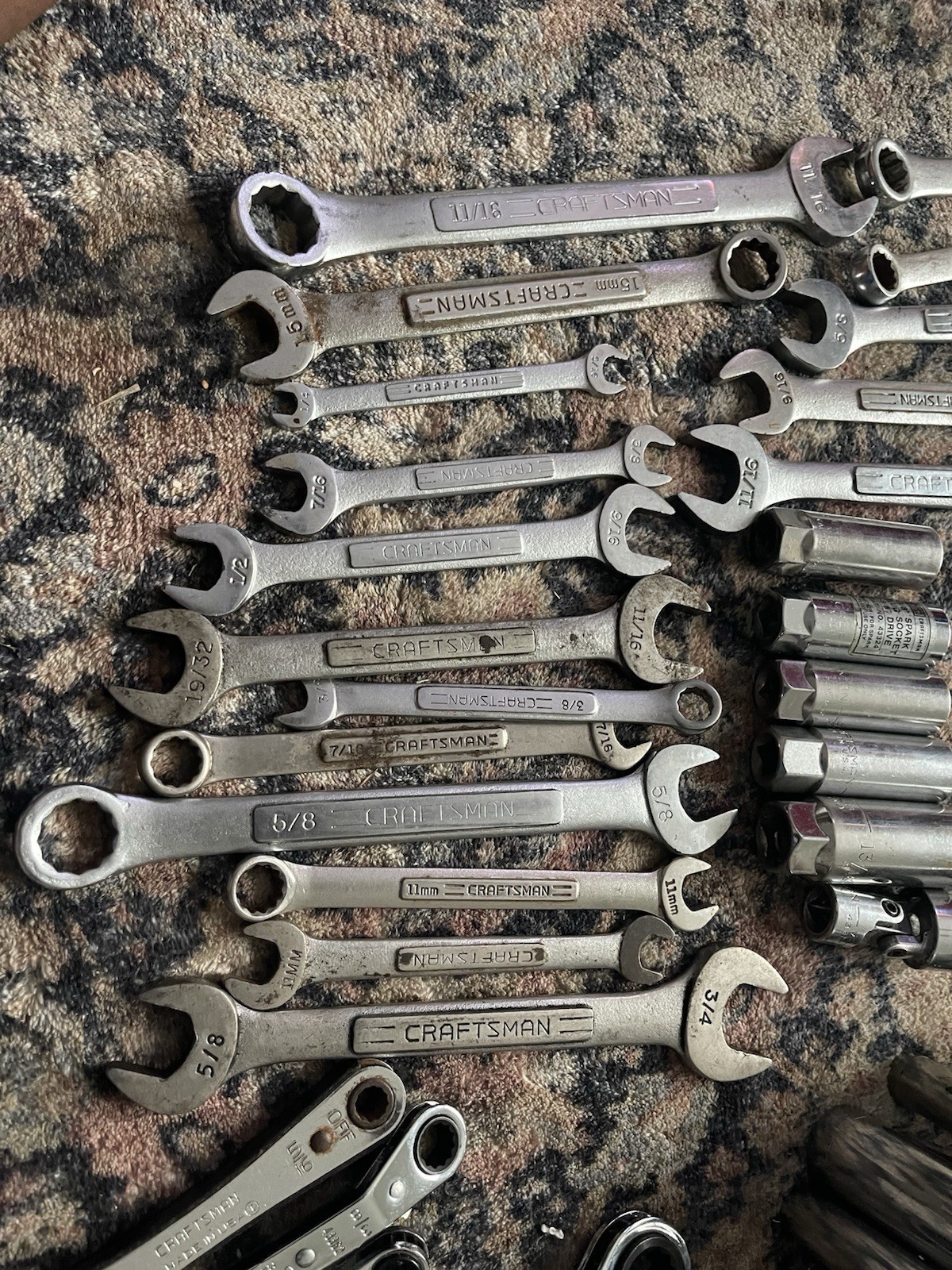 Lot Of 75 + Ventage Craftsman Sockets, sae& Metric & 25 Wrenches