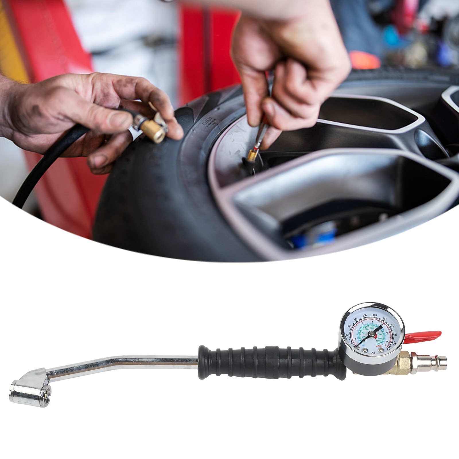 Portable 220 PSI Tire Inflator with Valve and Gauge for Vehicle Owners
