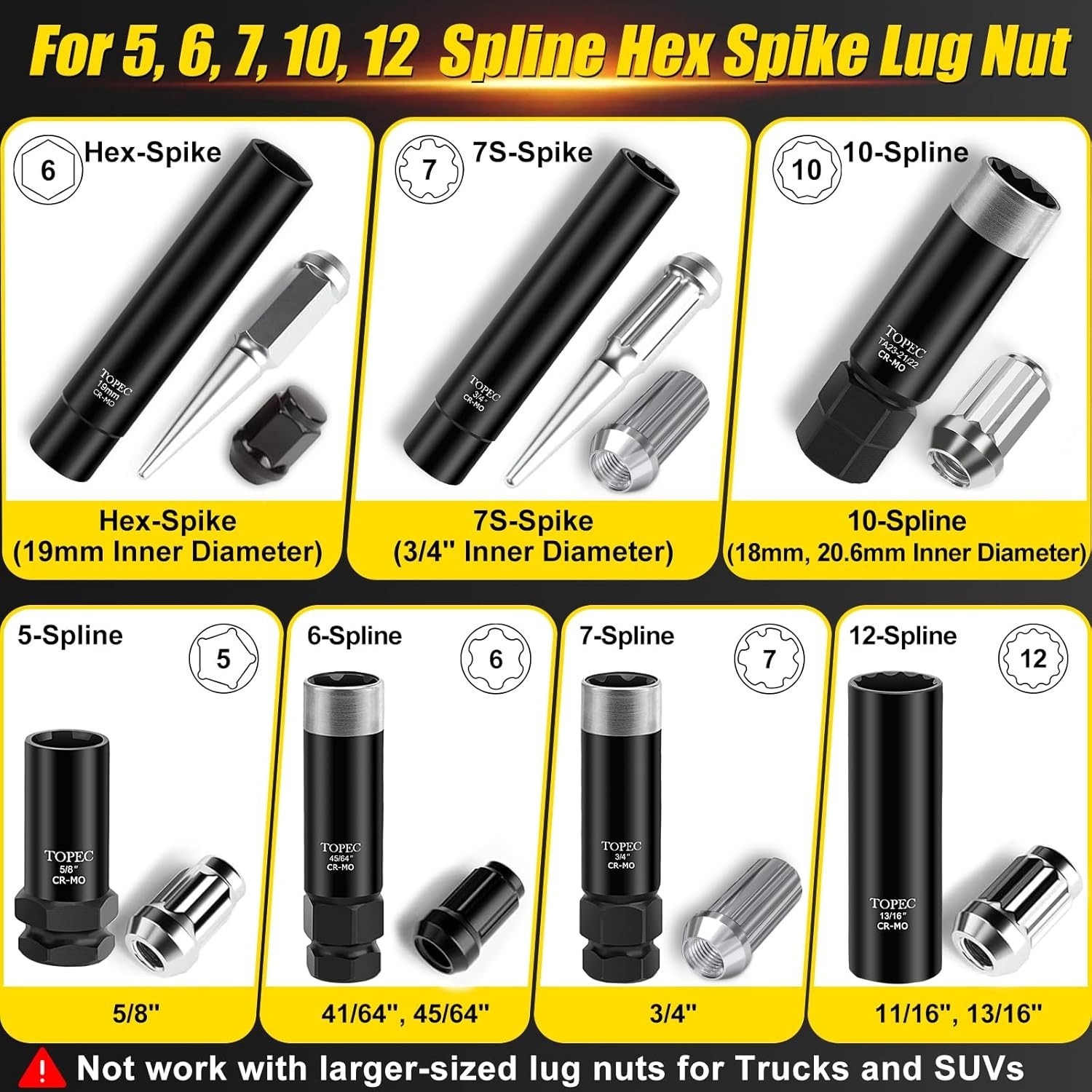 11PCS Lug Nut Key Set for Spline, Spike, Hex Locks Wheel Lock Removal Kit
