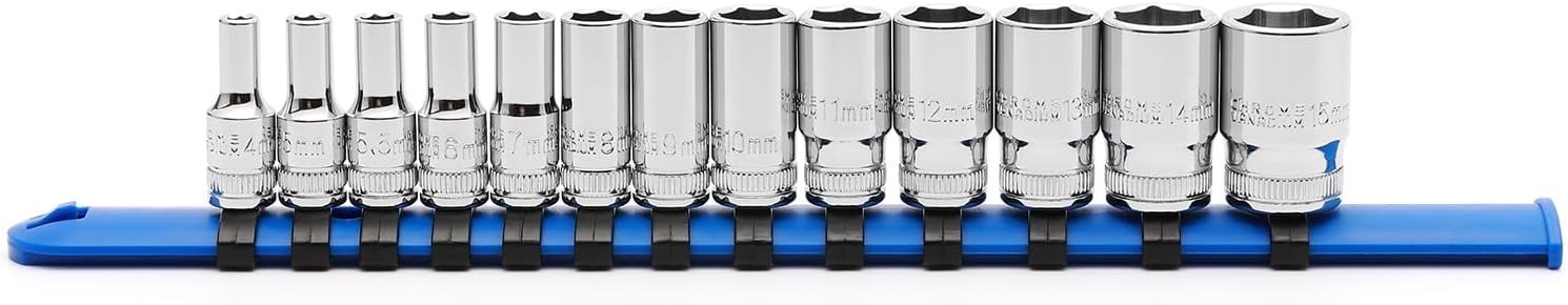 13pc 1/4 Drive Metric Mid Length Socket Set 6 Point Semi Deep #80304S