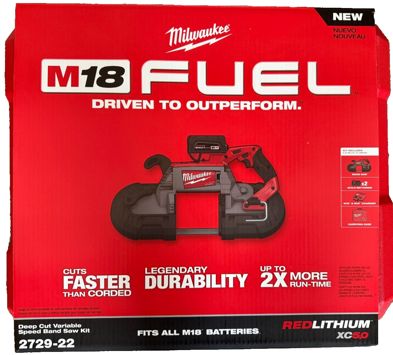 Milwaukee 2729-22 M18 Deep Cut Band Saw KIT, inc (2) XC5.0 Batteries + Charger