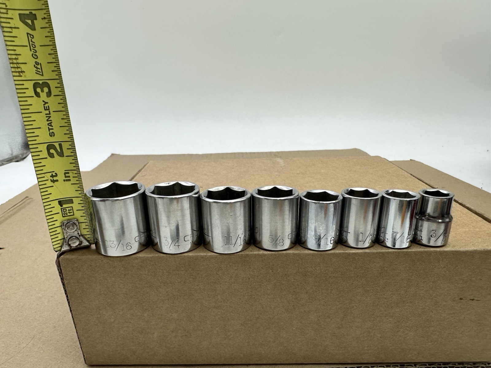 Craftsman USA 3/8 Drive SAE Socket Set 3/8-13/16 8pc 6PT G Vintage Very Good