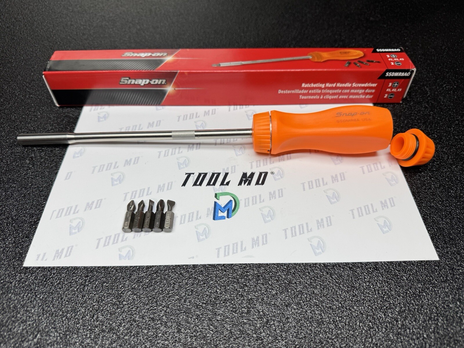 Snap-on Tools USA NEW ORANGE Hard Grip 8″ Shaft Ratcheting Screwdriver SSDMR8AO