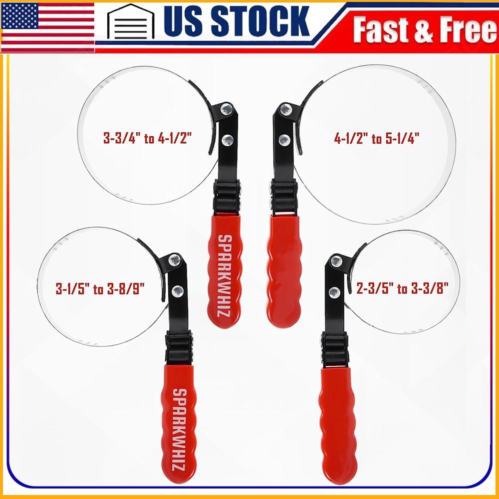4PCS Swivel Oil Filter Wrench Remover Removal Installer Set 2-3/4″ – 5-1/4″ New