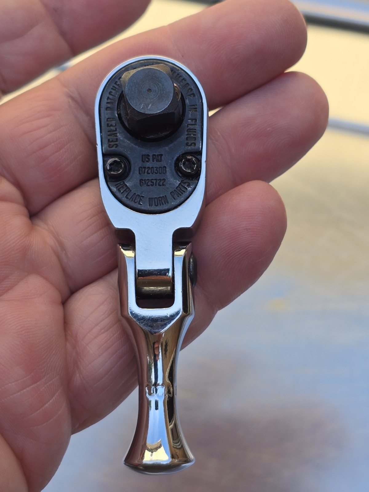 Snap On TKF72 3/8″ Drive Stubby Flex Head Ratchet on a 1/4 Drive Body