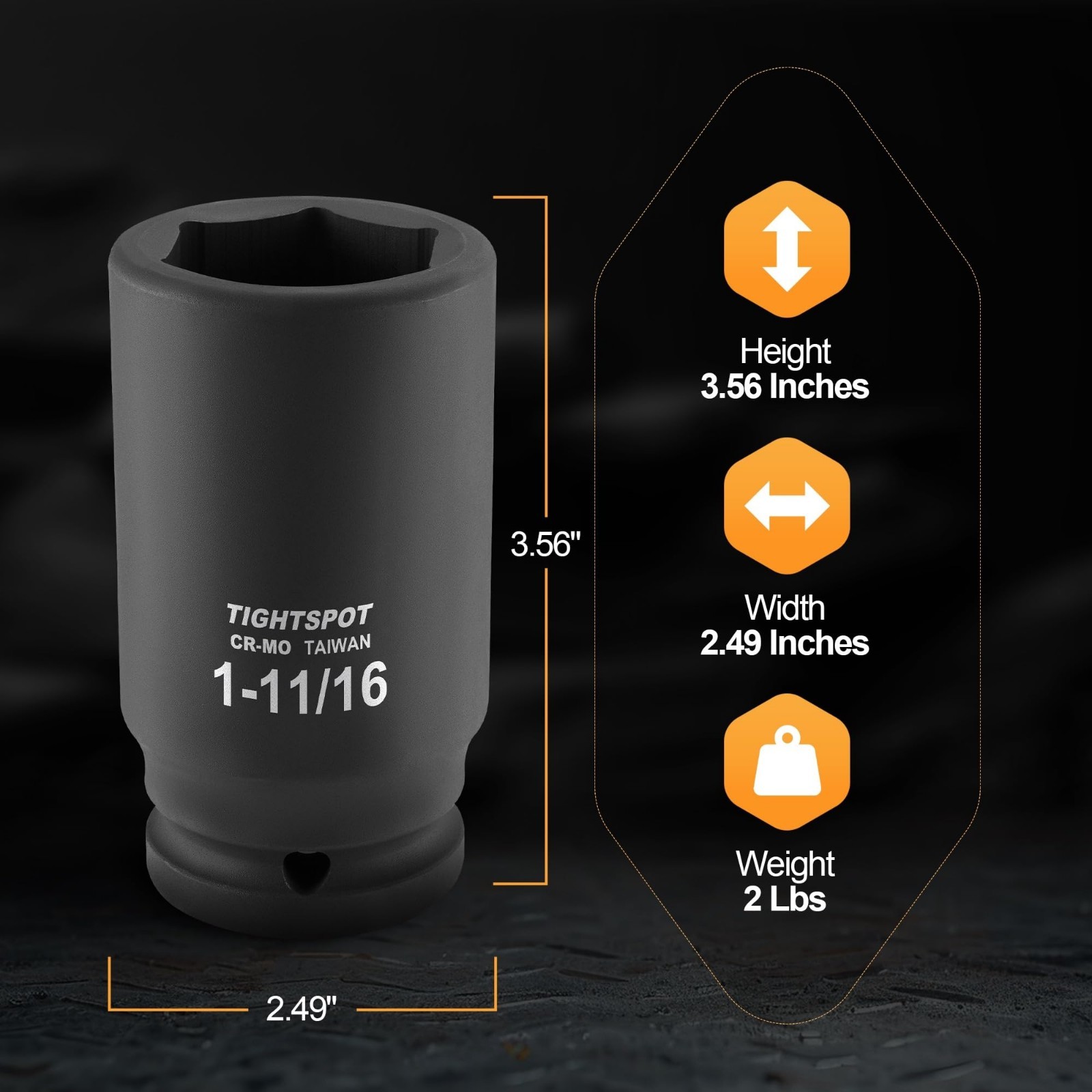 Heavy Duty 3/4″ Drive 1-11/16″ SAE Deep Impact Socket – 6 Point Jumbo Tool for T