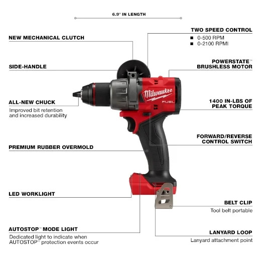 Milwaukee 2904-20 M18 FUEL 1/2″ Hammer Drill/Driver Cordless Tool + FREE BATTERY