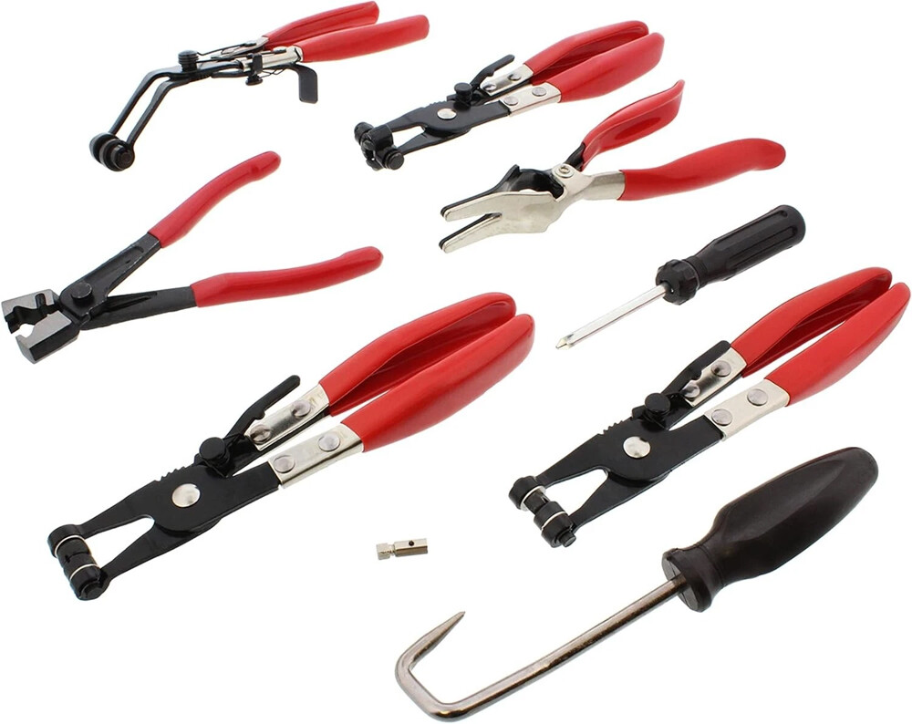 10Pc Hose Clamp Clip Remover Pliers Wire Long Reach Kit Fuel Oil Water Hose Tool