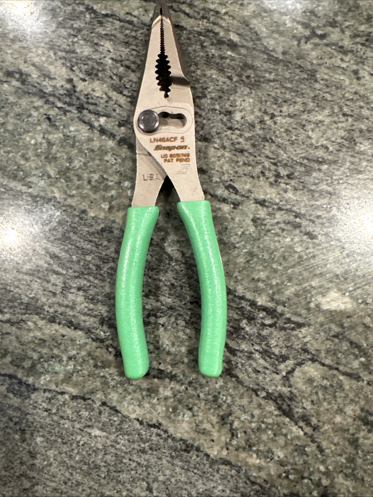 Snap On ln46acf 7” talon grip long nose slip joint pliers green