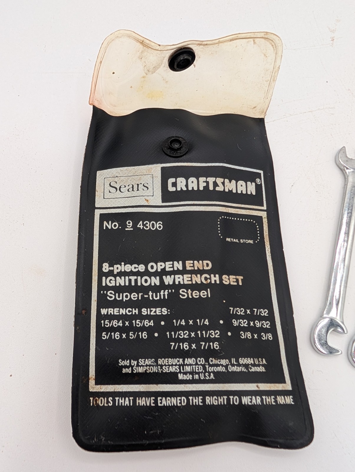 Craftsman 8 Piece Open End Ignition Wrench Set 4306 SAE 7/32 – 7/16 USA Super