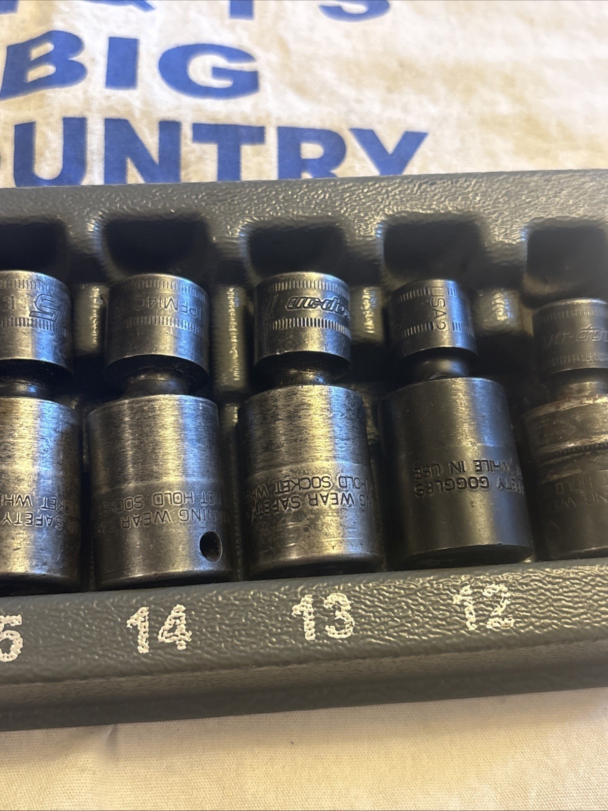 Snap-on USA 3/8″ Dr 6pt Metric Swivel Impact Socket Set (10-15, 17 and 18 m)