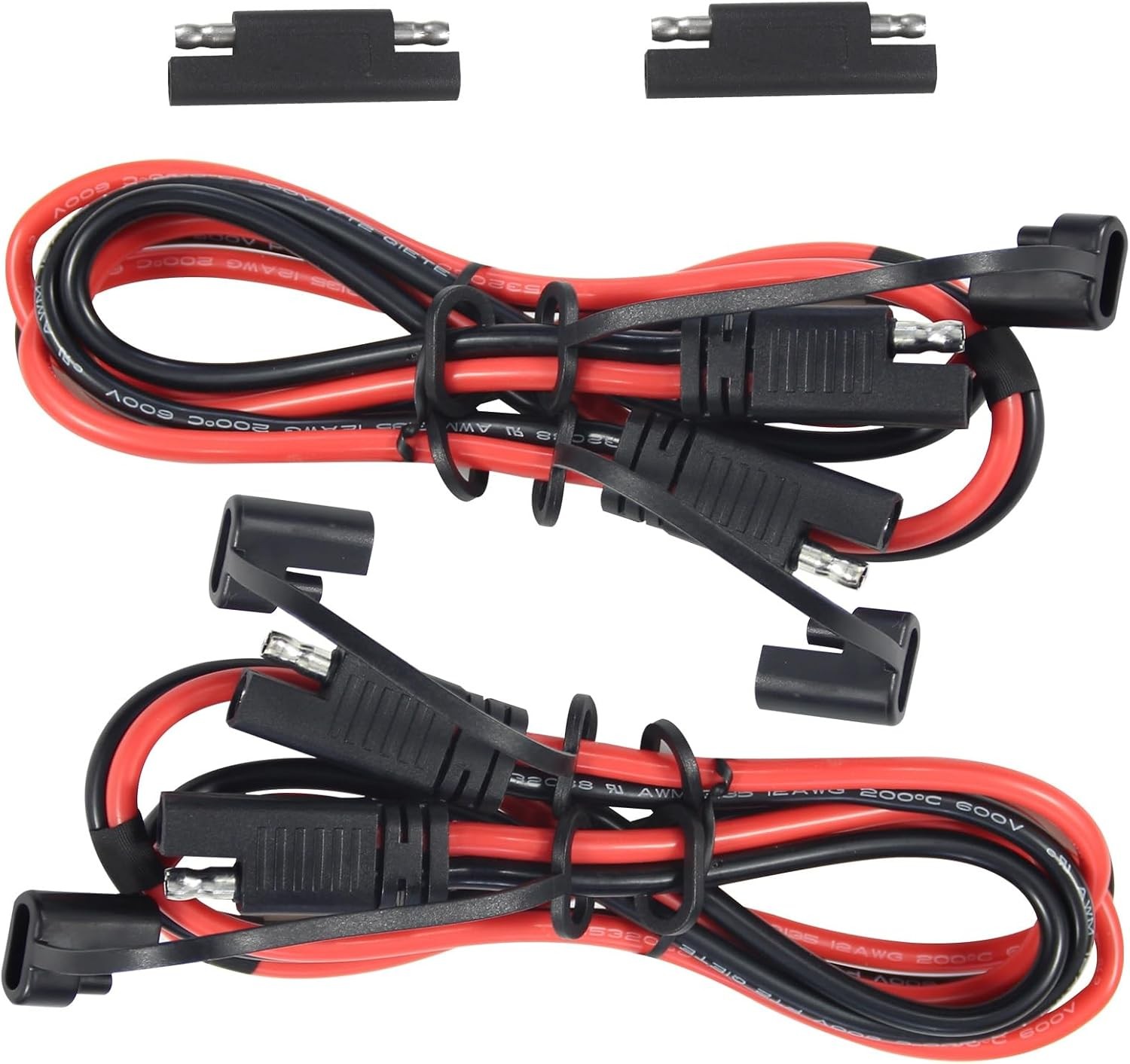 [2 Pack] KUNCAN SAE to Extension Cable – DC Power Heavy Duty 12AWG Black
