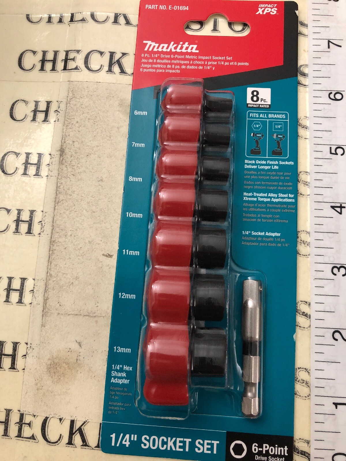 new Makita Impact Xps 1/4” Socket Set Metric+Sae 6 Point Drive Total 16 Pc.