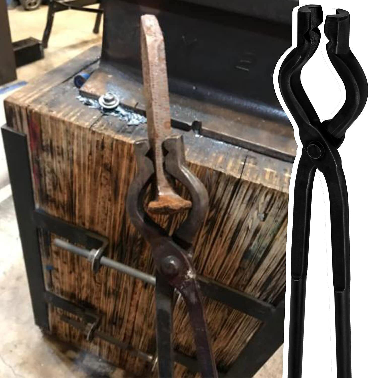 Blacksmith Tongs Wolf Jaw & V-bit Blacksmithing Set Forge Tools Knife making