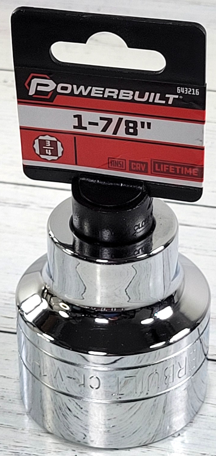 1-7/8 in Socket 3/4 in Drive 12 Point, Chrome Powerbuilt 643216