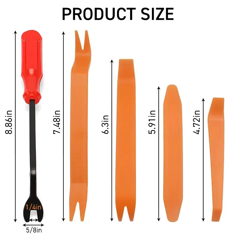 5 Auto Trim Removal Tool Kit Car Panel Door Window Fastener Remover Pry Tool Set