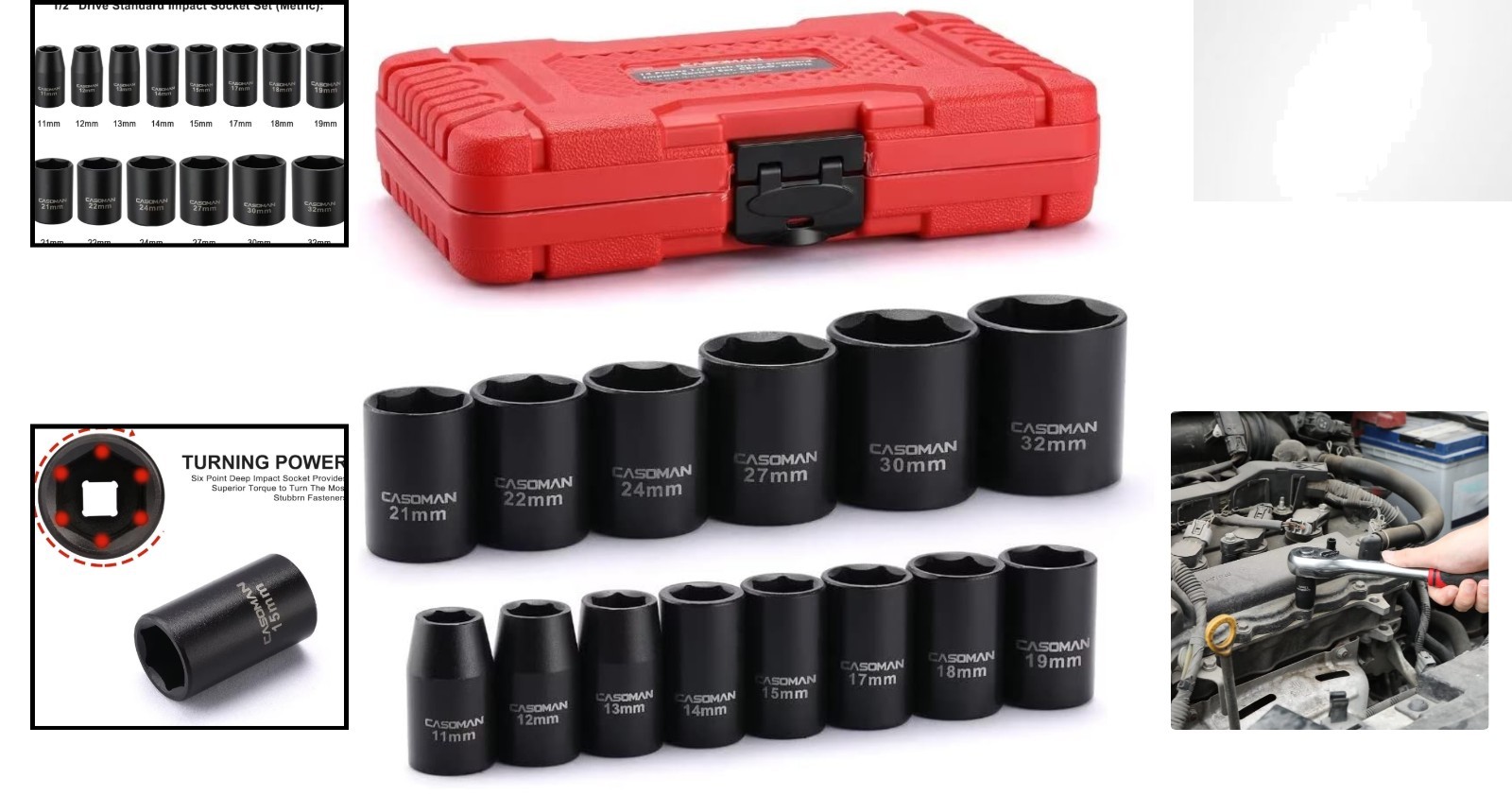 Corrosion-Resistant 14-Piece 1/2-Inch Drive Metric Socket Set for Professionals