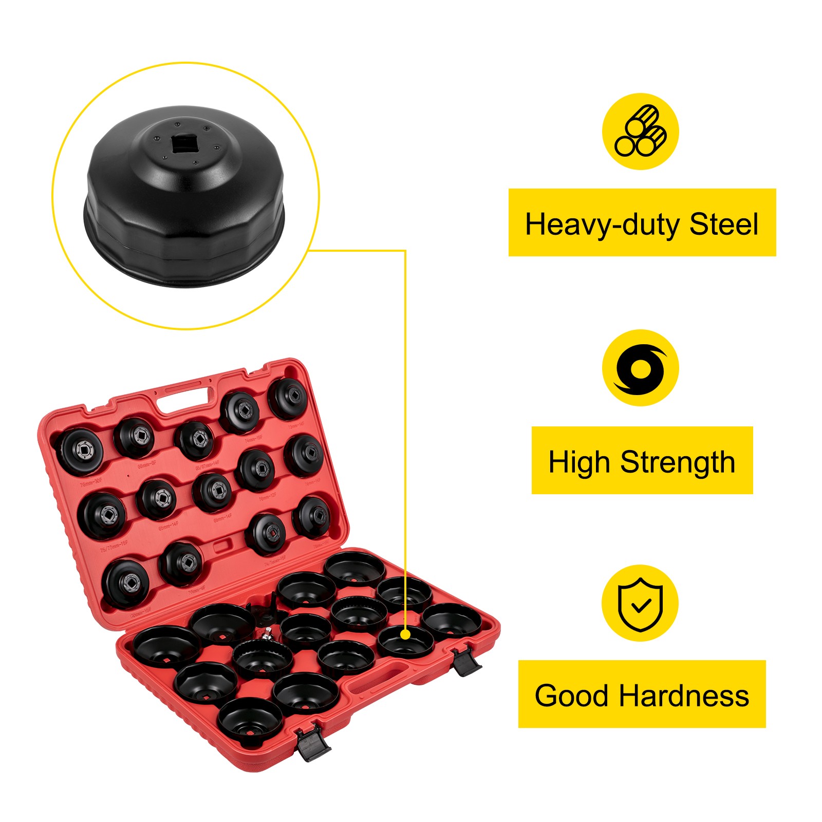 VEVOR Oil Filter Socket Set Cup Socket Tool Set 30 PCS Oil Filter Cap Wrench