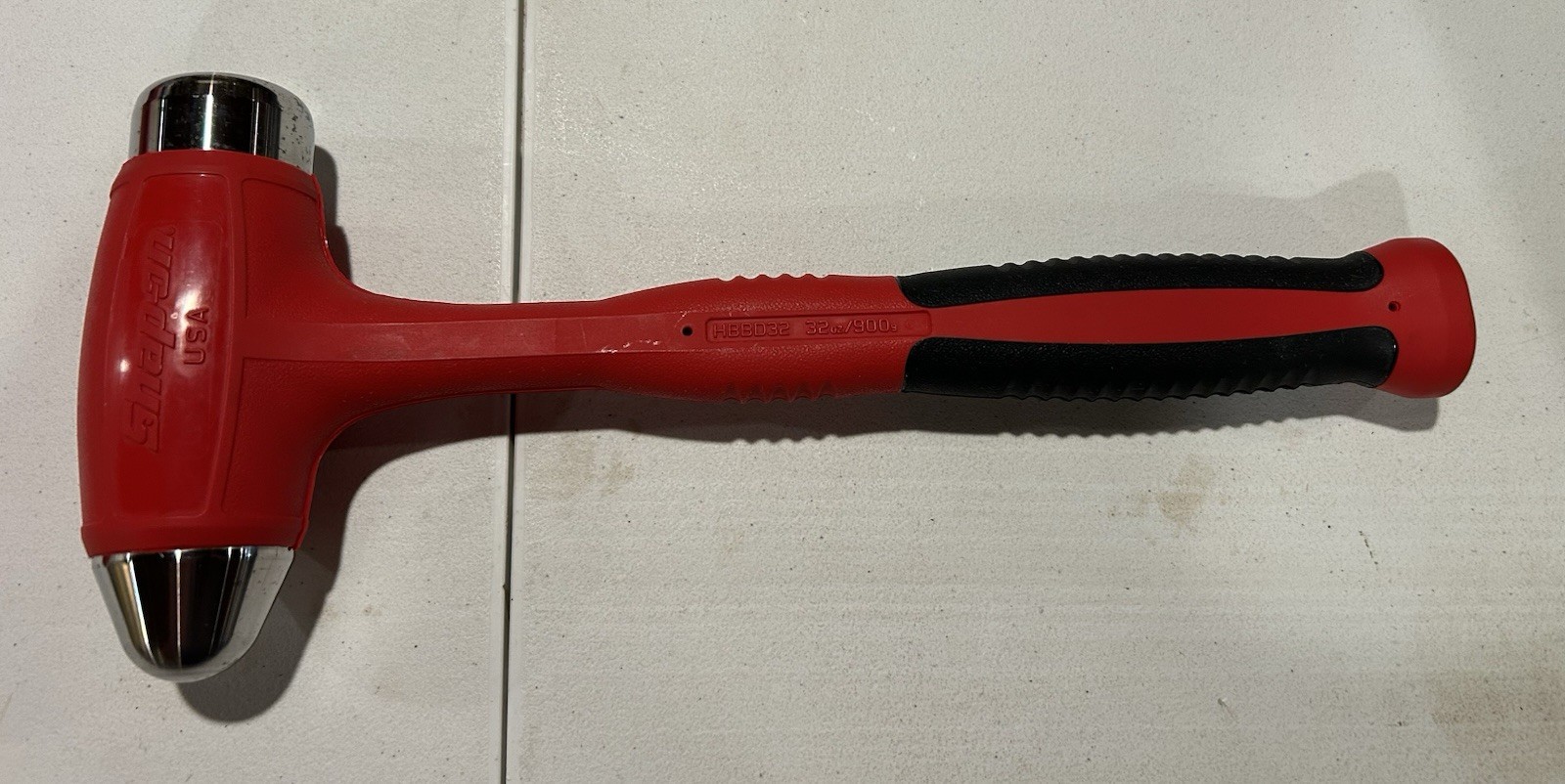 NOS Snap-on Tools USA RED 32oz/900g Soft Grip Dead Blow Hammer HBBD32G