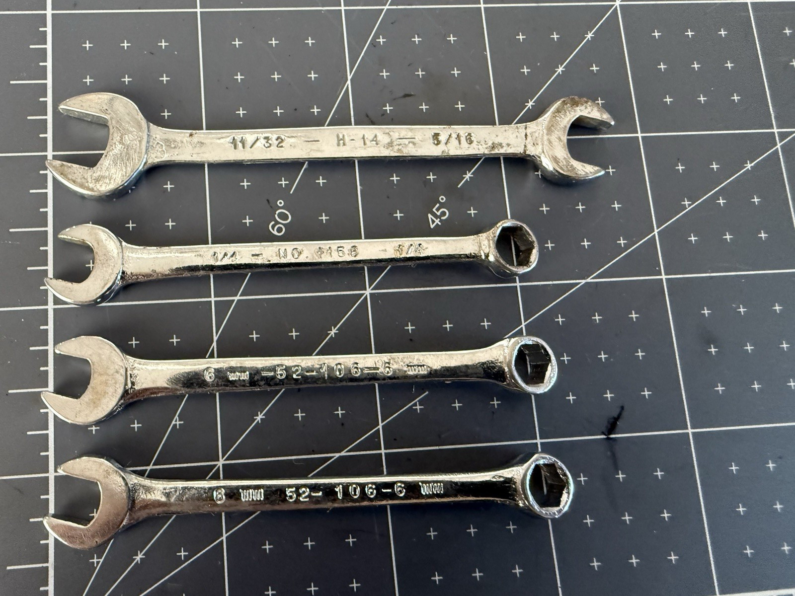 Armstrong wrenches , 2- 6, mm . 1/4″, 11/32-5/16′ lot Of 4 used