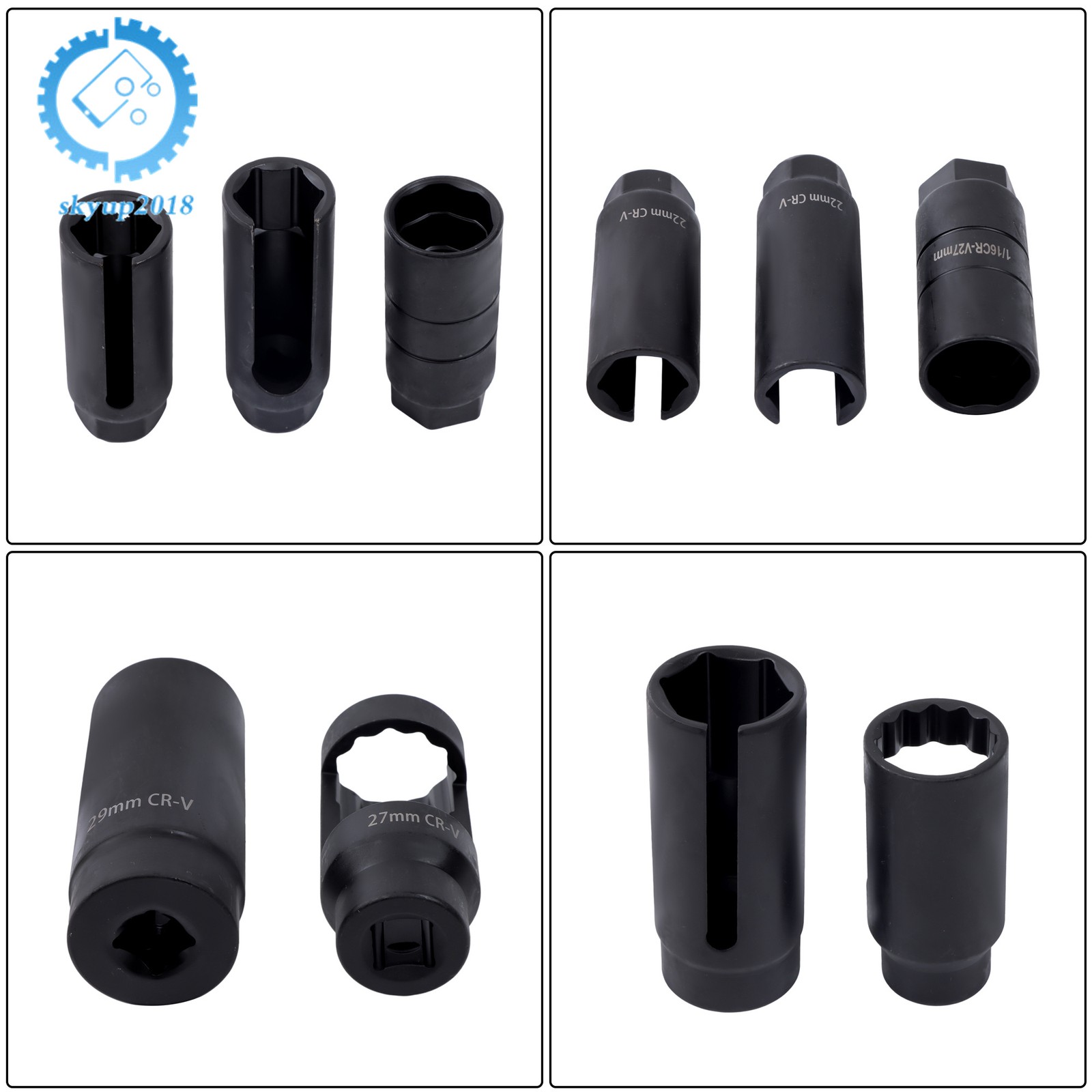 7PCS O2 Oxygen Sensor Socket Removal Tool Wrench and Thread Chaser Set