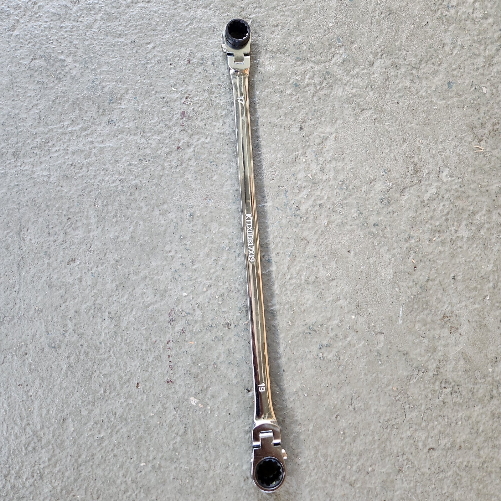 K Tool International Wrench 17mm x 19mm Metric Ratcheting Reversible Double Box