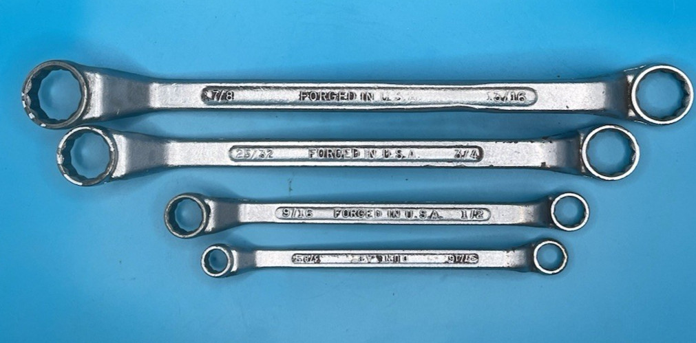 Dunlap SAE Deep Offset Box End Wrench Set 12pt 3/8″ to 7/8″ 4pc Made in USA