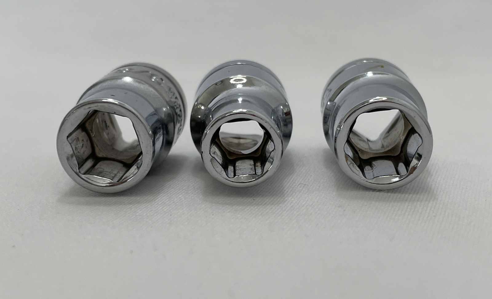 Vintage Chrome Vanadium 3/8”Drive SAE 5/16”, 3/8”, 3/8” 6 Point Lot Of 3