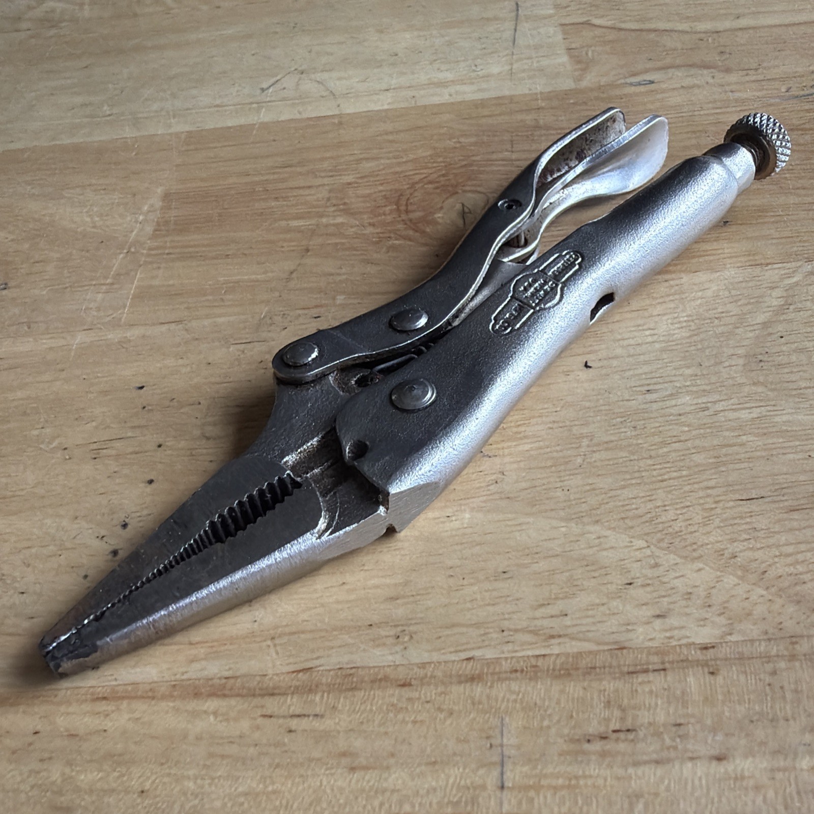 Petersen 5″ Long Nose Locking Pliers Vise Grips 4LN Vtg Dewitt, Neb. USA