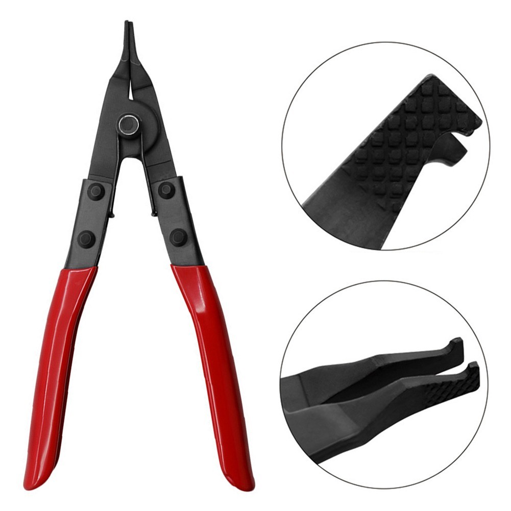 1 Pcs Rubber+Aluminum Alloy Black+Red Flat Mouth Steel Ring Pliers -New