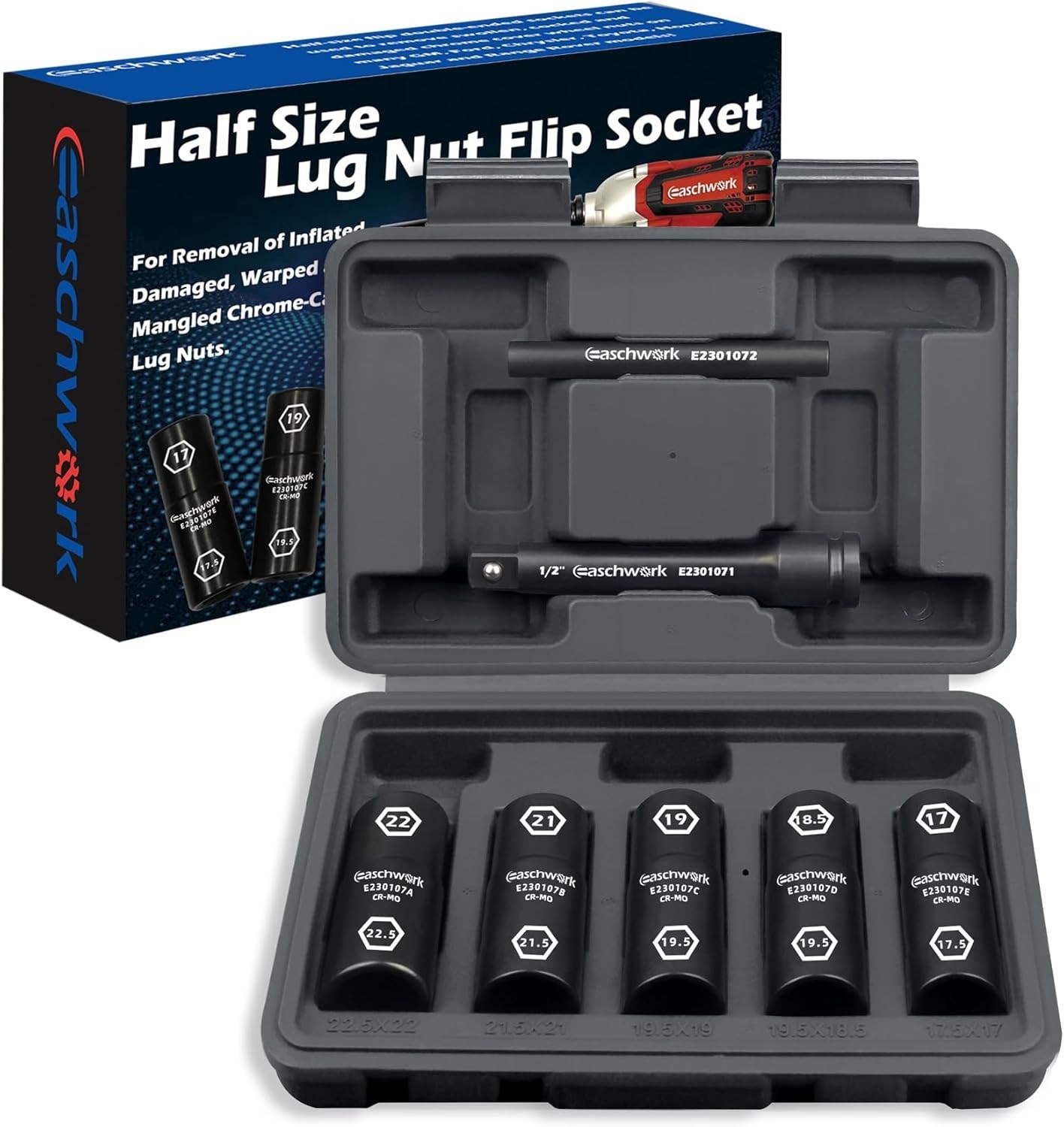 7Pc Half Size Lug Nut Socket Set 1/2” Drive Thin Wall Impact Flip Socket Set …