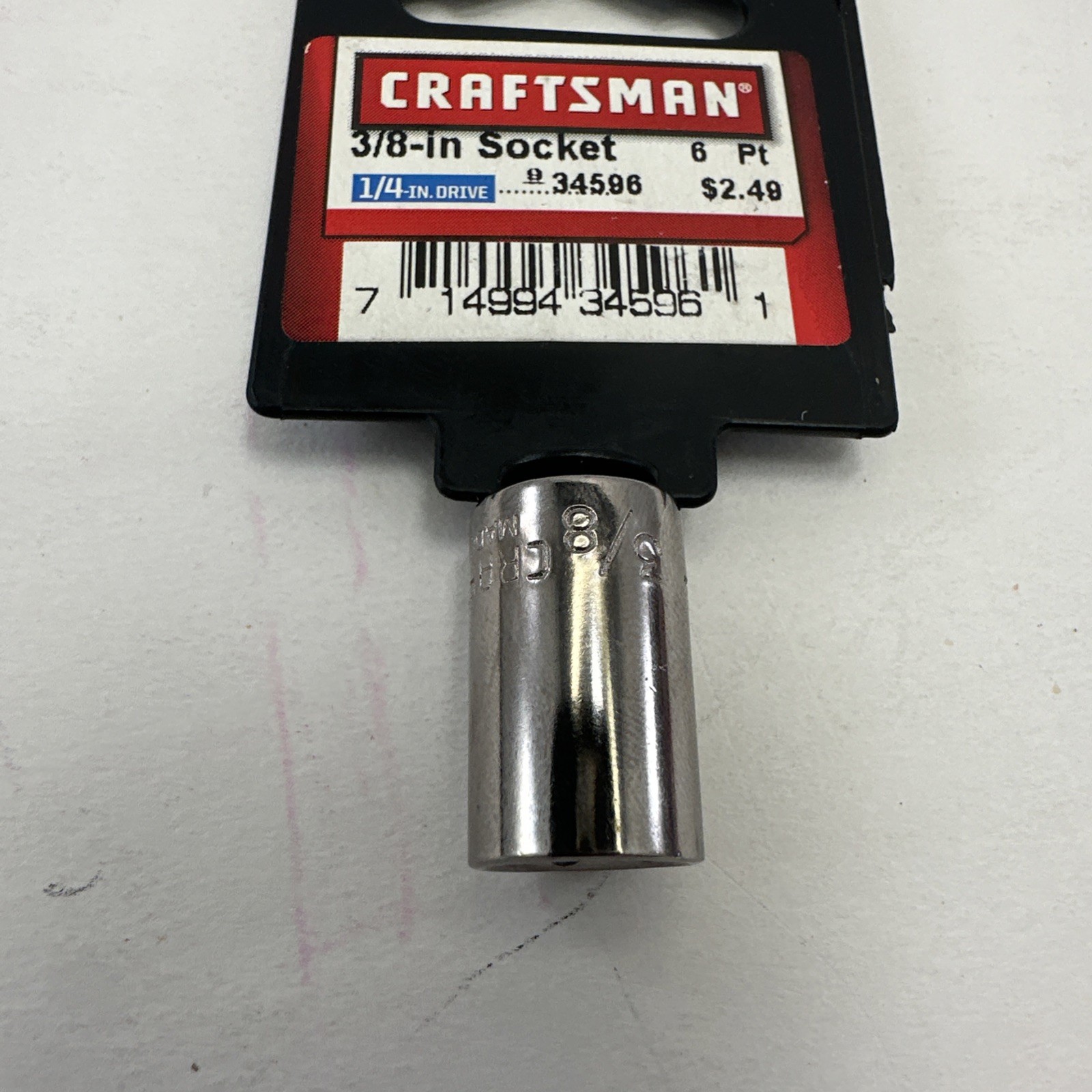 Craftsman 3/8” Socket 1/4” Drive 6 Pt. #34596 SAE New NOS Made In USA