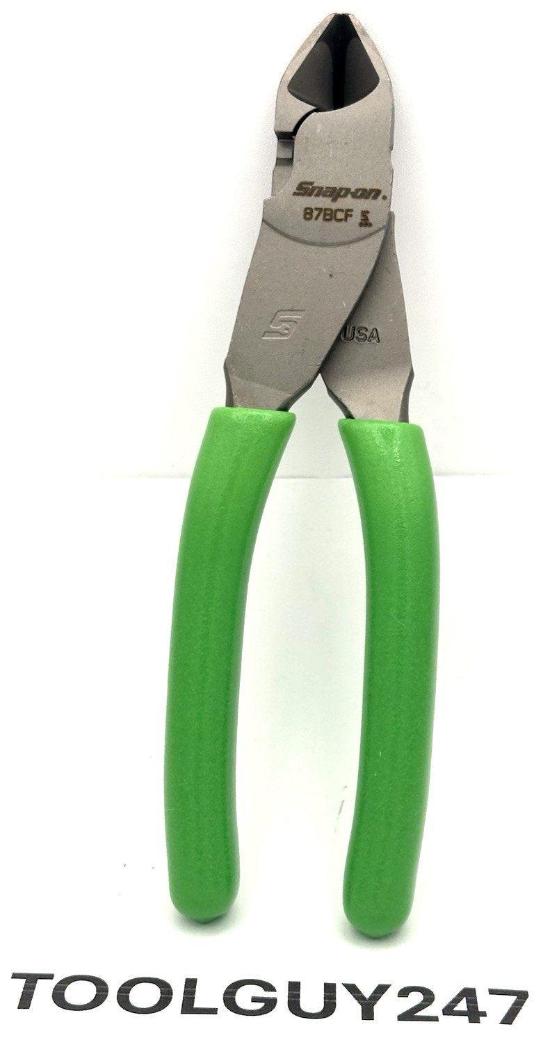 SNAP ON TOOLS USA GREEN Soft Grip 7″ VECTOR EDGE Diagonal Cutter 87BCF G NEW