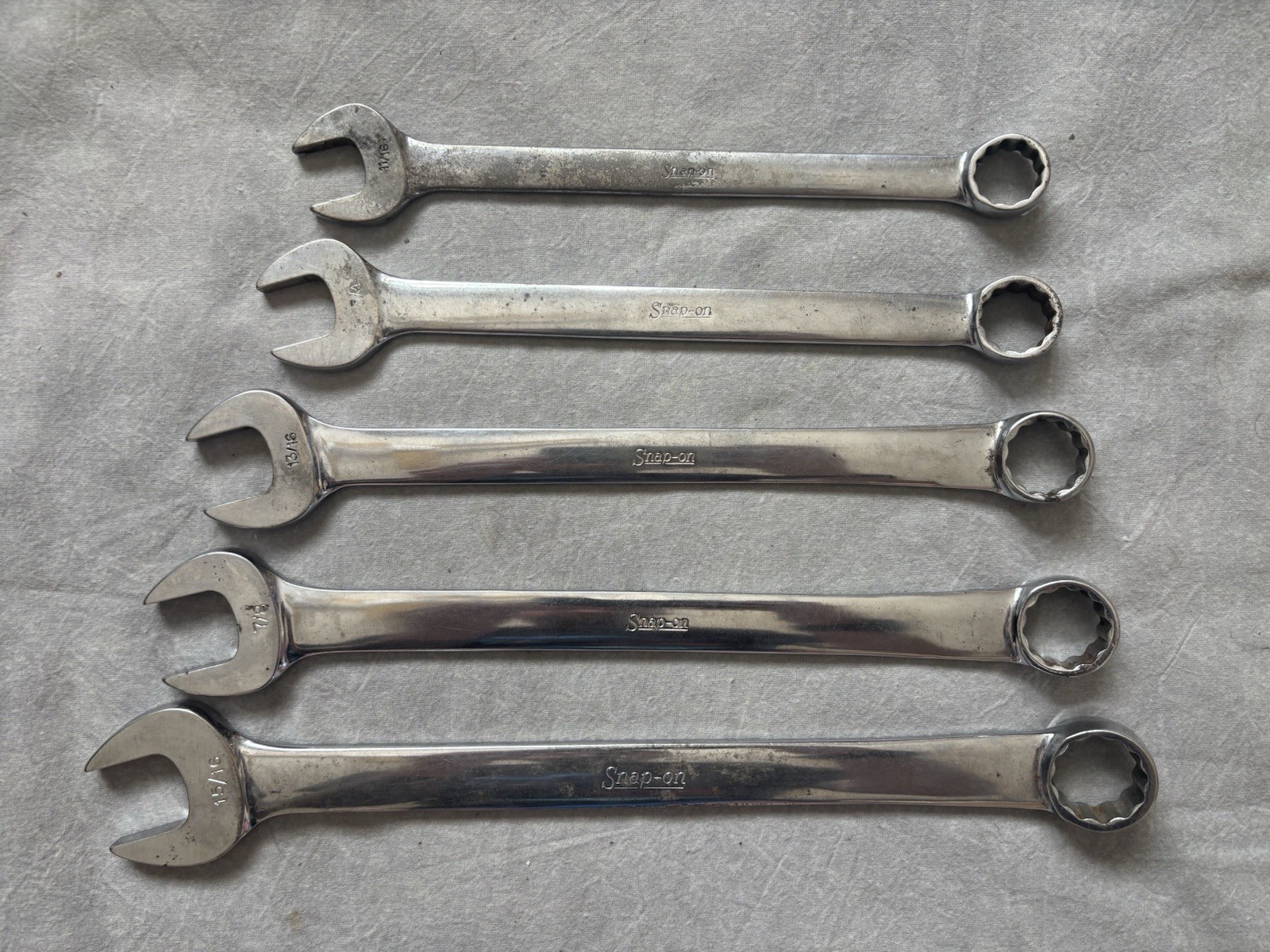 Snap On Wrenches 5 Pieces 12 Point Mechanics 11/16″ to 15/16”