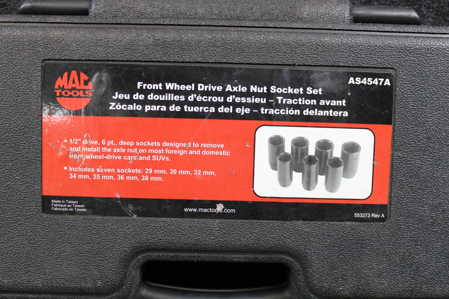 Mac Tools AS4547A Front Wheel Drive Axle Nut Socket Set w/Case (461939)