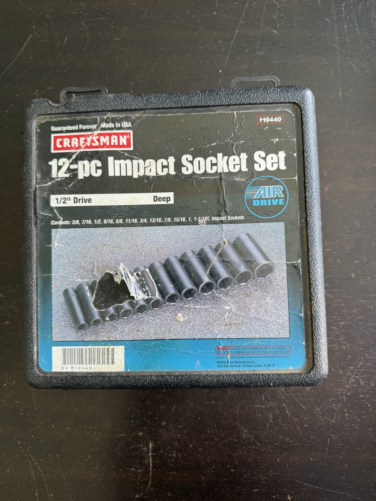 Craftsman 1/2″ Drive 6pt 12 Piece SAE Deep Impact Socket Set 919440 3/8 – 1 1/16