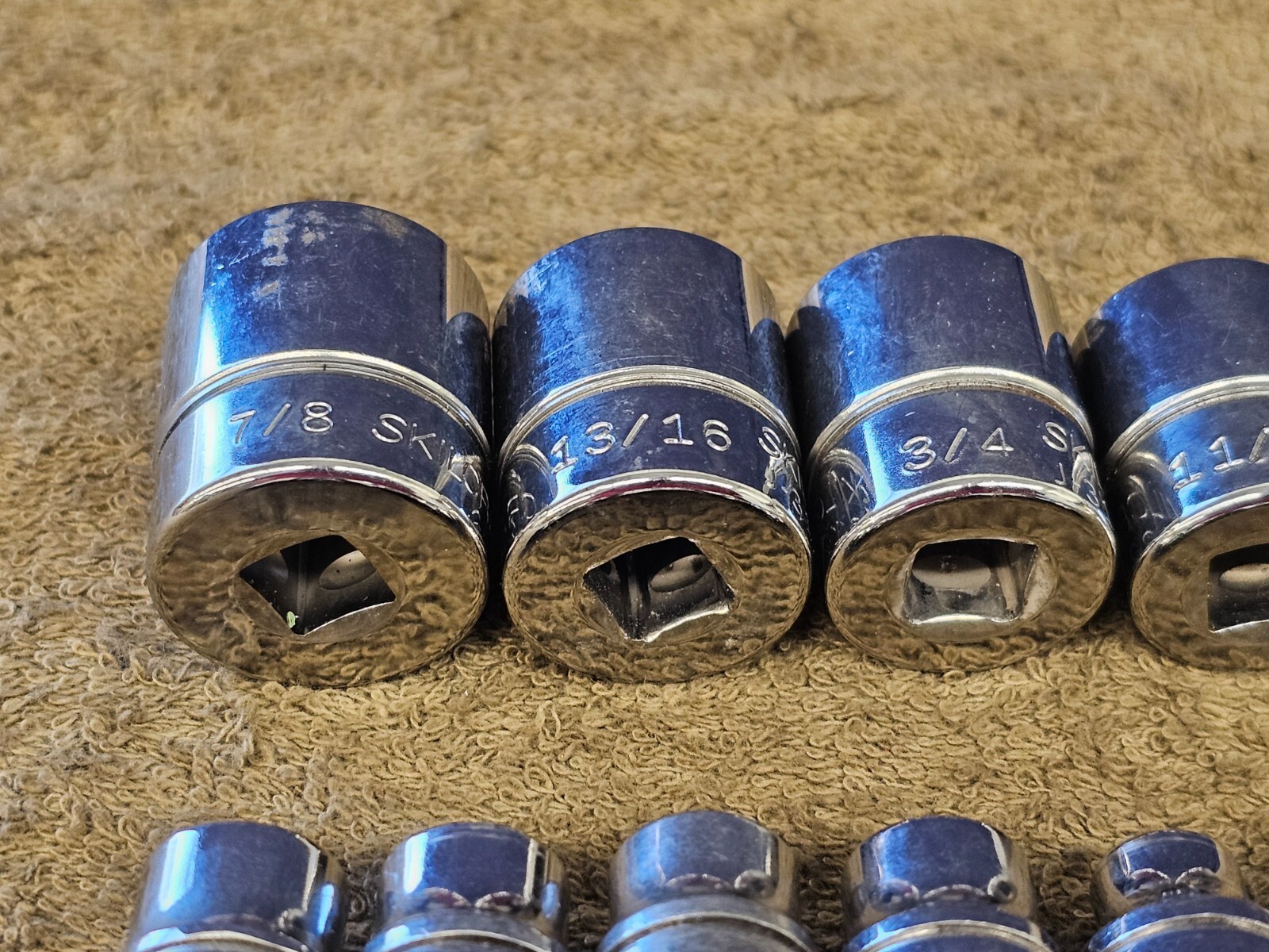 10 Skilcraft J31228 Socket Set 3/8 Drive Sae 7/8 13/16 3/4 11/16 7/16 1/4″ USA