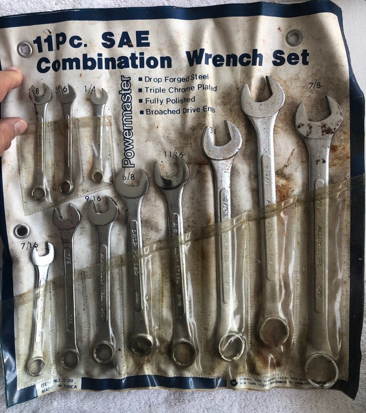 Vtg Combination Wrench Set Chrome Plated 3/8”-7/8″ Drop Forge Steel Used