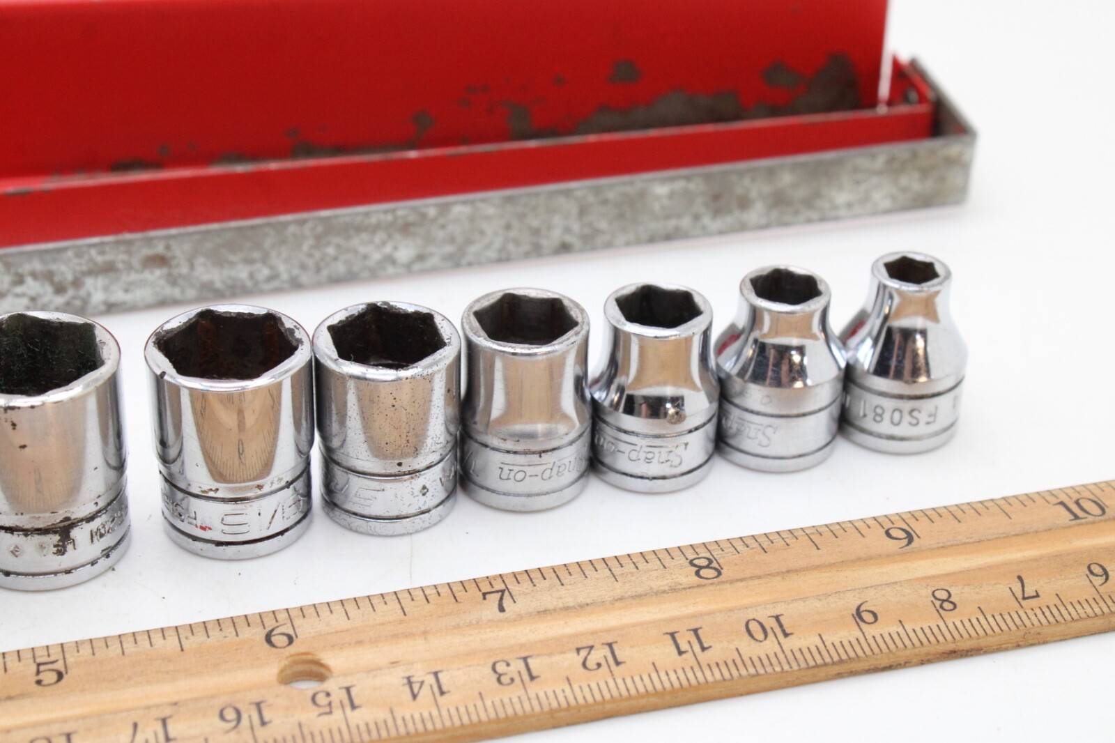 Snap On FS081-FS281 1/4″-78″ 3/8″ Drive 6 Point 11 Piece Shallow Sockets Set USA