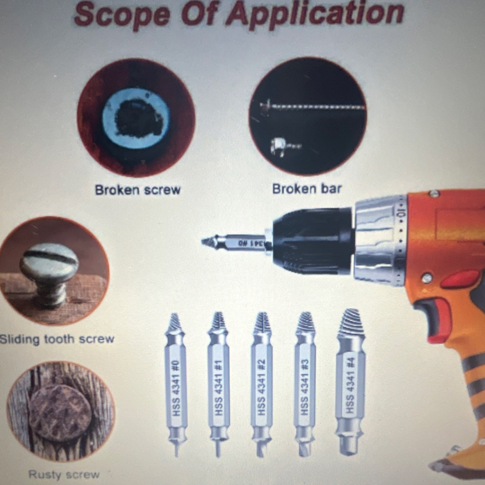 Screw-Extractor Set Easy Out Bolt Extractor, Multispline Spiral