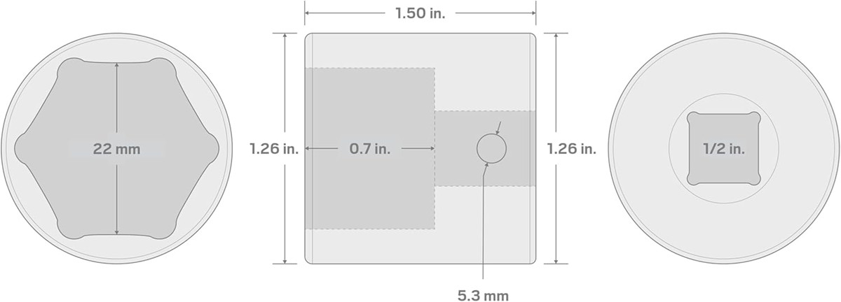 TEKTON 1/2 Inch Drive x 22 mm Shallow 6-Point Impact Socket | SID22122