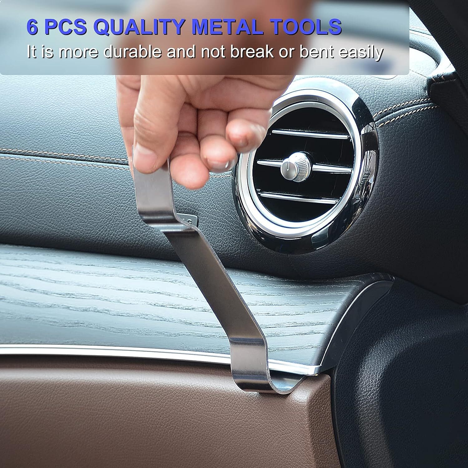 6PCS Metal Car Trim Removal Pry Tool Kit Panel Door Dash Fastener Remover Set