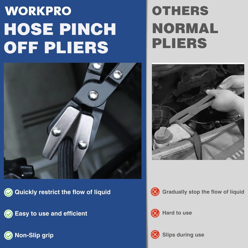 WORKPRO 10″ Ratcheting Hose Pinch Off Plier for Automotive Hose Lines Fuel Lines