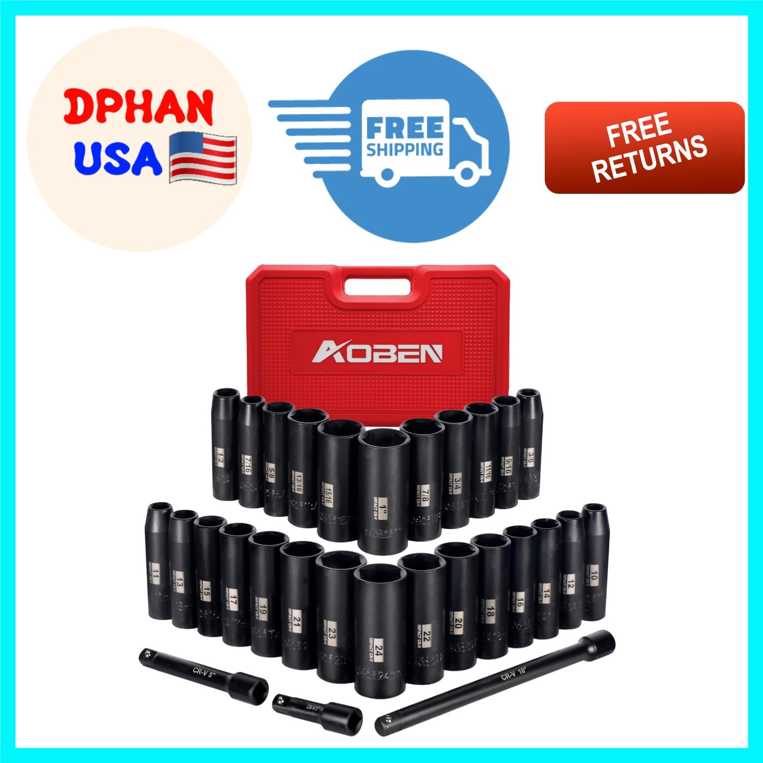 High-Torque 29-Piece Impact Socket Set with Corrosion-Resistant Finish
