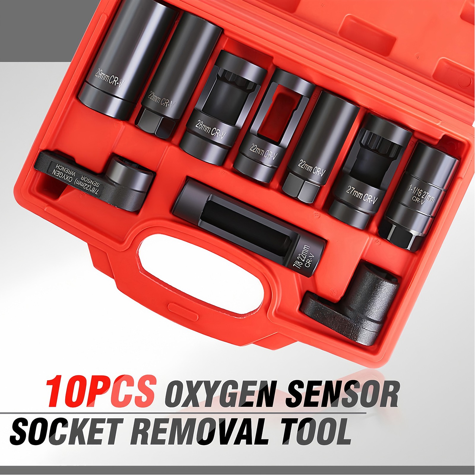 10pc O2 Oxygen Sensor Socket Wrench Removal Tool 3/8″ 1/2″ Drive x 7/8″ 22mm Set