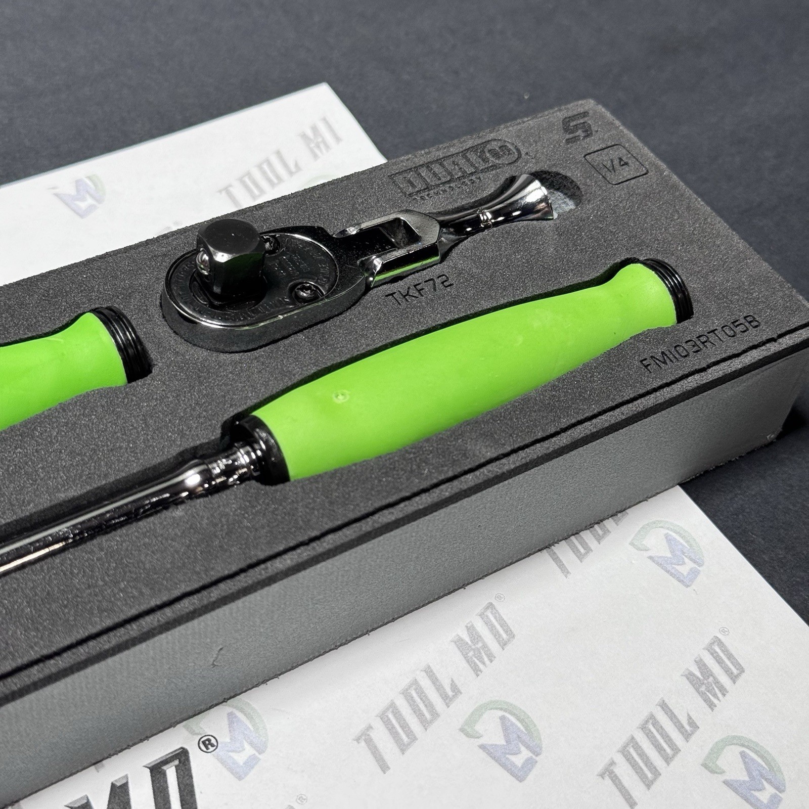 Snap-on Tools USA NEW REVERSE GREEN Compact 3pc 3/8″ Drive Ratchet Set 103RT05F