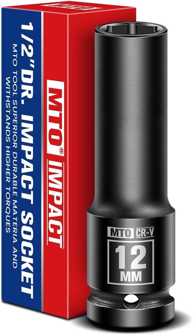 12mm Deep Impact Socket – 1/2″ Drive CR-V Steel, 6-Point Design for Durability