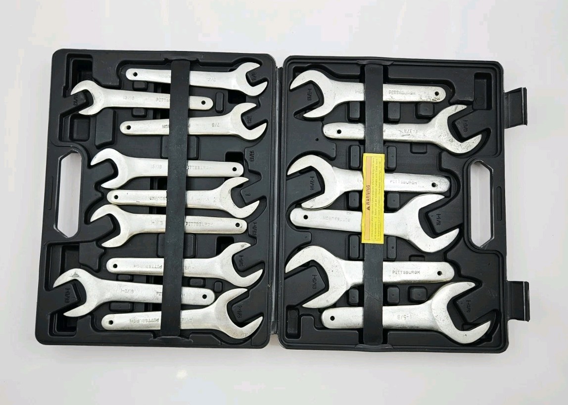 Pittsburgh Service Wrench Set SAE Large Jumbo Heavy Duty Steel Offset Heads