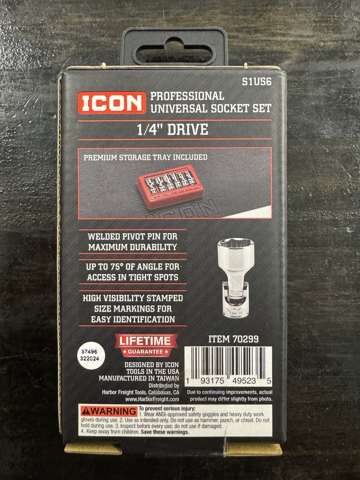 ICON 70299 PROFESSIONAL 1/4″ DRIVE UNIVERSAL SOCKET SET SAE w/TRAY – BRAND NEW